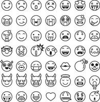 Emoji emoticons symbols icons set. Vector Illustrations