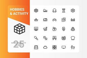 Hobbies And Activity icon pack isolated on white background. for your web site design, logo, app, UI. Vector graphics illustration and editable stroke. EPS 10.