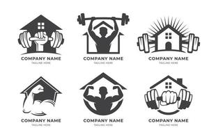 Gym at Home Monochrome Logo Set vector