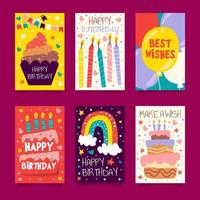 Birthday Card Collection in Doodles Style vector