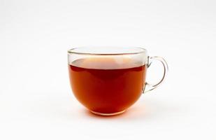 Glass cup of black tea Isolated on white background photo