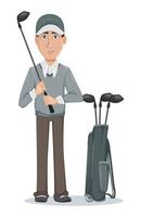 Golf player, handsome golfer cartoon character vector