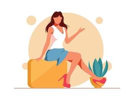 Beautiful Summer Girl Sitting vector