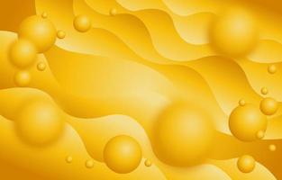 Luxury Yellow Wave Background with 3D Bubbles vector