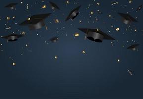 Graduation class poster with graduation cap and confetti vector