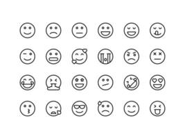 Emoticon and Emoji Outline Icon Set vector