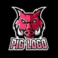 Angry pig animal sport or esport gaming mascot logo template vector