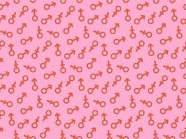 Seamless repeating pattern with male and female gender sign icon. The symbol of equality and gender relations. Abstract minimalistic modern wallpaper. Background vector illustration.