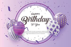 luxury happy birthday greeting template with balloon vector