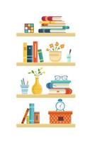 High light bookshelf in library room vector