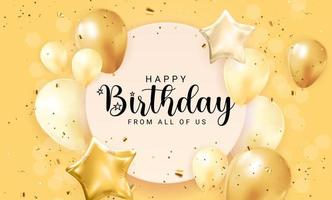 Happy Birthday congratulations banner design with Confetti, Balloons vector