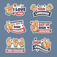 Sign Language Sticker Set vector