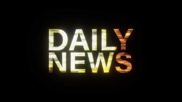 Daily News Text gold light animation loop with effect video