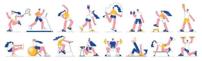 Fitness Flat Set vector