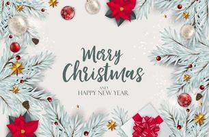 Holiday New Year and Merry Christmas Background. Vector Illustration