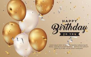 happy birthday greeting template with balloon vector