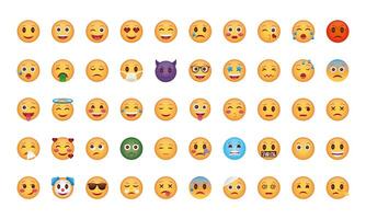 bundle of emojis faces set icons vector