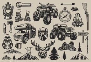 Set of vector camping design elements