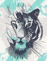 Grunge wild tiger vector