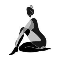 Black and white illustration of woman body nude silhouette vector