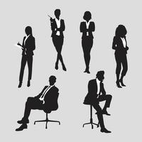 Individual Business Man and Woman Silhouettes vector