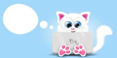 White CAT laptop vector