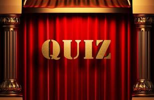 quiz golden word on red curtain photo