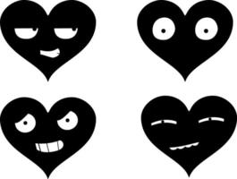 set of heart emoticons isolated on white background vector