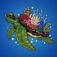 Turtle sea coral vector