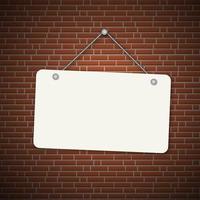 Open, closed sign. White sign with shadow isolated on brick background. vector