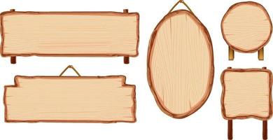 Set of different wooden sign boards vector