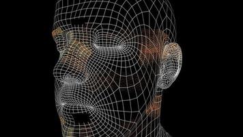 Futuristic facial recognition 3D animated head - Loop video