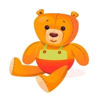 Teddy bear. A soft children's toy. Cartoon vector illustration.