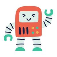 Robot. Hand Drawn Doodle Kid Stuff Icon. vector