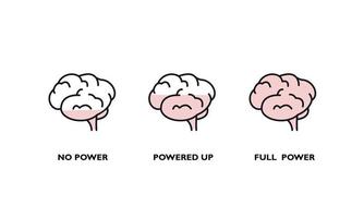 Recharge human brain line icon set. Mental energy reduction sketch concept. Vector