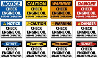 Check Oil Before Operating Label Sign On White Background vector