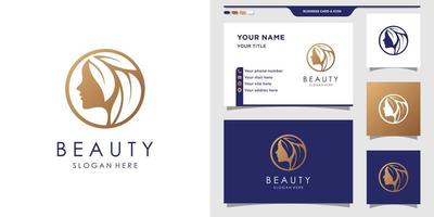 Beauty logo for woman with unique concept and business card design Premium Vector