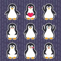 emojis set with pinguin vector