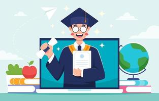 Graduation Ceremony on Online Platform vector