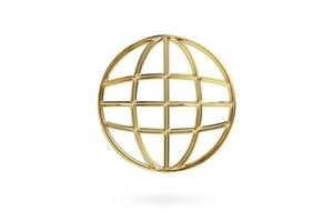 Gold globe Icon isolated on white background. Go to web symbol icon. 3D rendering photo