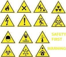 Triangle warning sign yellow and black,Various warning symbols, chemical warning, electrical warning, radiation warning vector