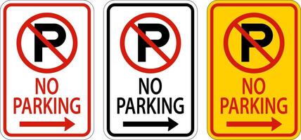 No Parking Right Arrow Sign On White Background vector