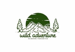 Wild adventure line art illustration drawing vector