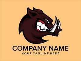 ferocious looking wild boar head logo vector