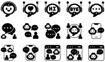 Set of Vector Icons Related to Chatbot. Contains such Icons as Bot, Robot, Chatbot, Chat, Message, Conversation and more.