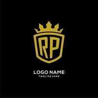 Initial RP logo shield crown style, luxury elegant monogram logo design vector