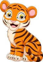 Cartoon tiger sitting vector