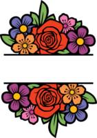 Bouquet of flowers. Floral frame or border. png