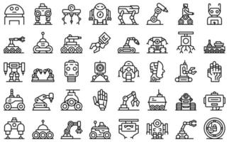 Robotics icons set outline vector. Smart tech vector