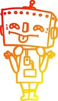 warm gradient line drawing cartoon robot vector